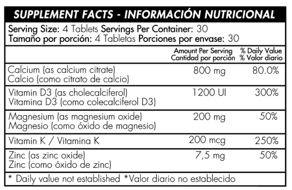 Calcio Cal-Citrate Complete Calcium Citrate Informacion Nutricional